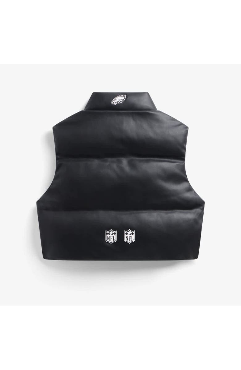 Off Season Women's Black Philadelphia Eagles Faux Leather Cropped Puffer Vest, Alternate, color, Black