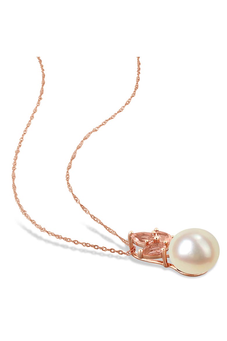 Cultured Pearl & Morganite Pendant Necklace 14k, Alternate, color, Rose Gold