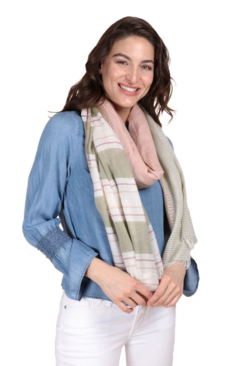 Color Block Stripe Scarf, Alternate, color, WHITE MULTI