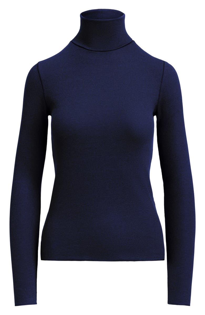Polo Ralph Lauren Rib Turtleneck Top, Alternate, color, Newport Navy