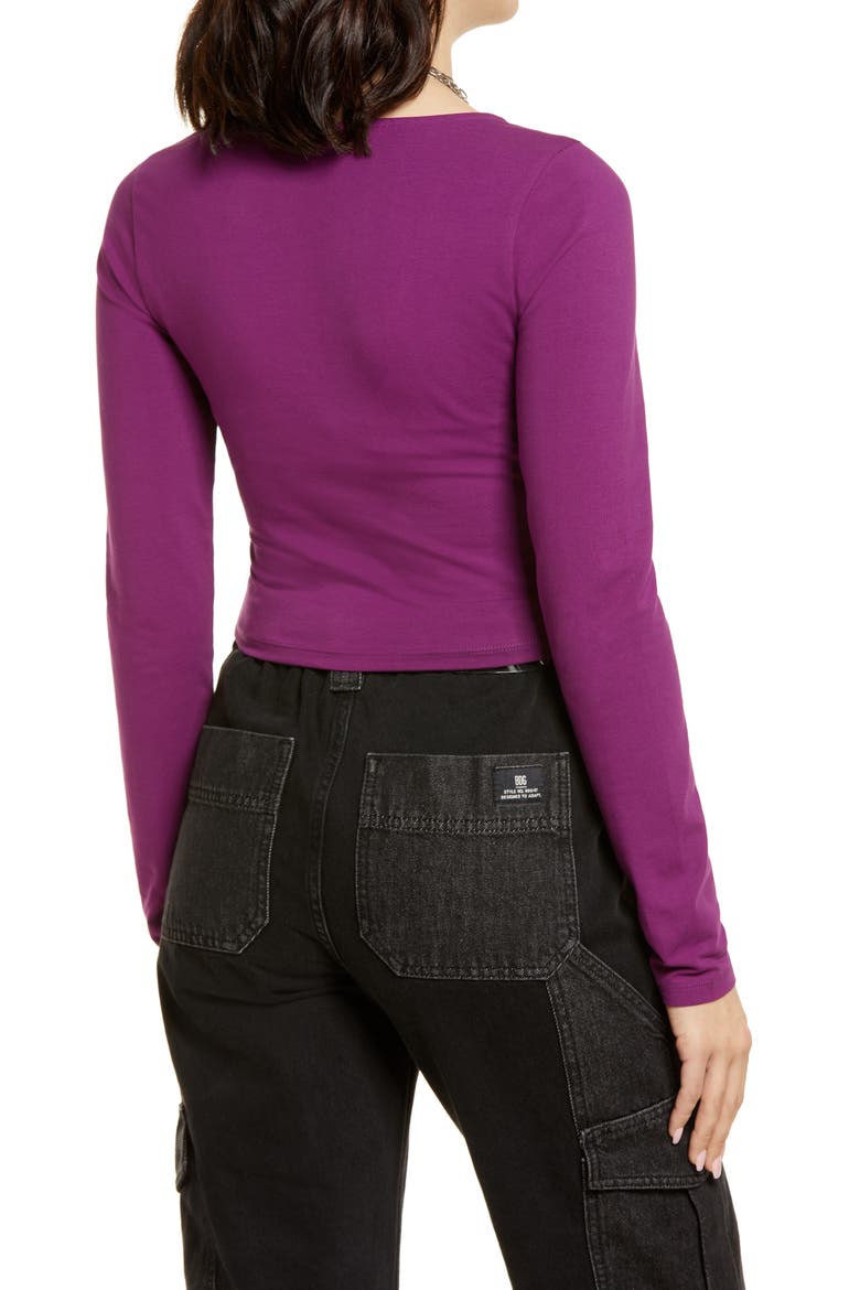 Crop Long Sleeve Scoop Neck T-Shirt, Alternate, color, PURPLE PHLOX
