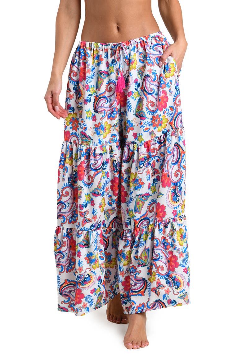 Butterfly High Tiered Cover-Up Pants, Main, color, MULTI