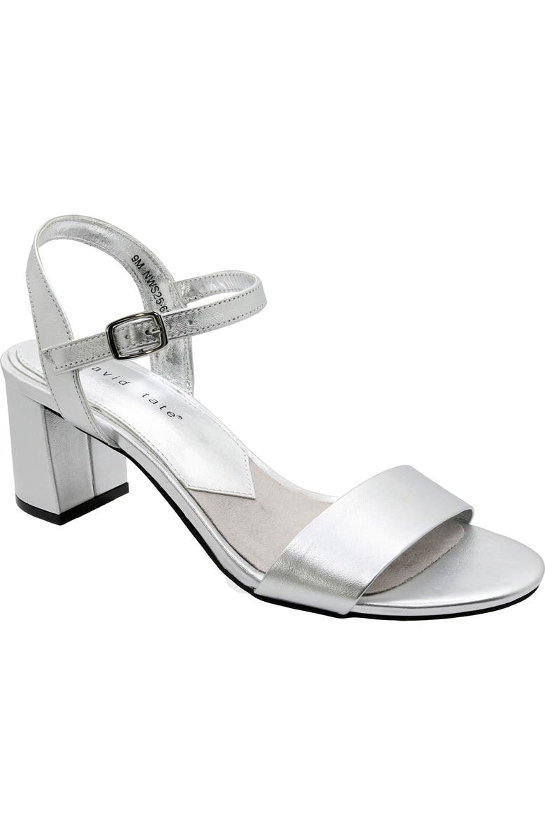 David Tate Ageless Ankle Strap Sandal, Main, color, Silver Matte