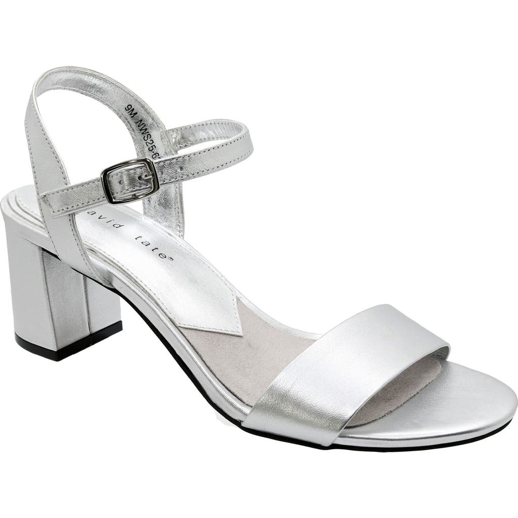 David Tate Ageless Ankle Strap Sandal In Silver Matte