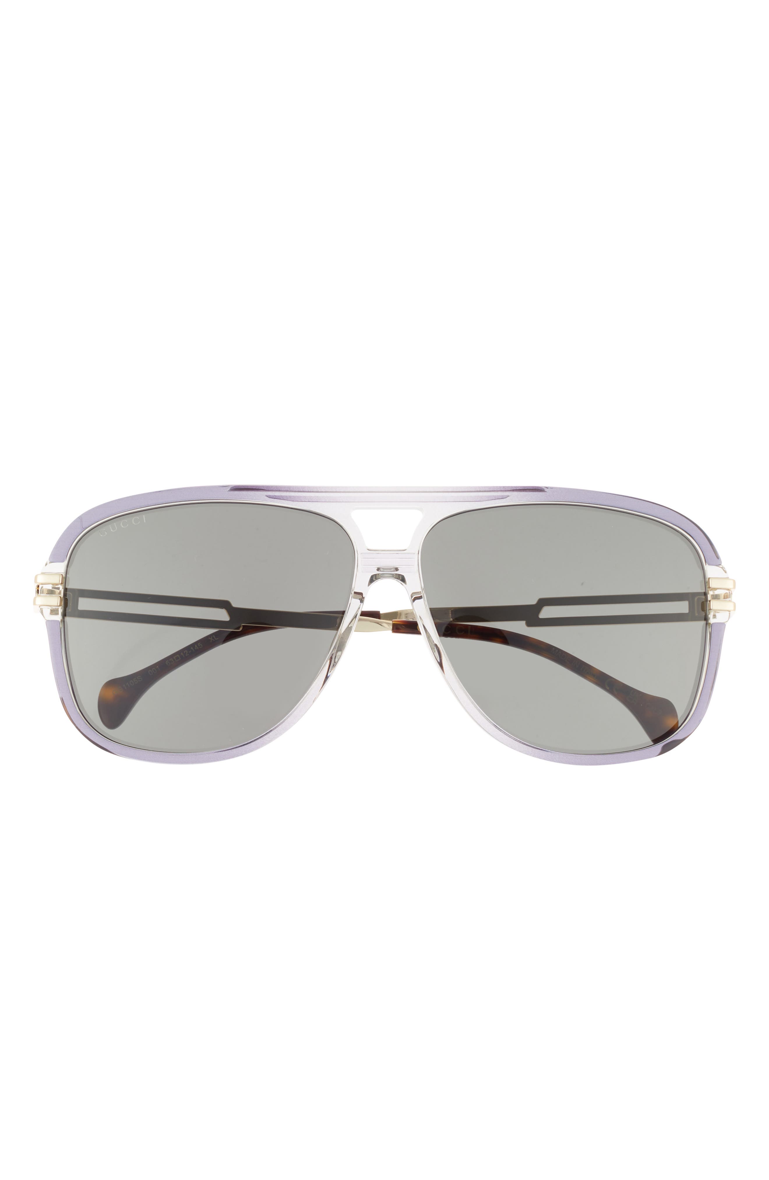 Gucci 63mm Novelty Aviator Sunglasses