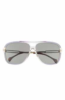 Gucci 63mm Novelty Aviator Sunglasses