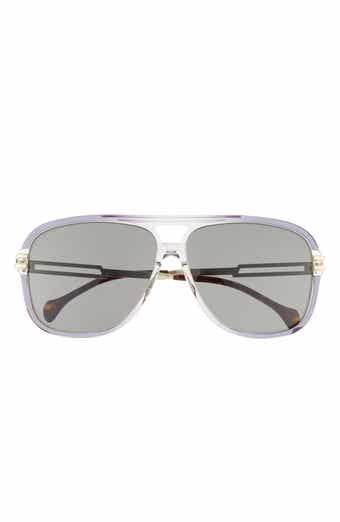 Gucci 63mm Novelty Aviator Sunglasses