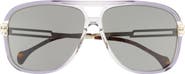 Gucci 63mm Novelty Aviator Sunglasses