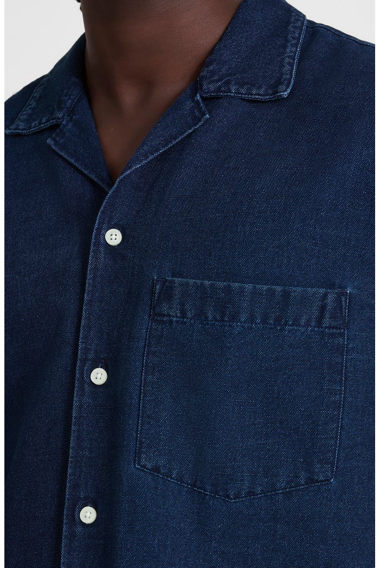 Indigo Dyed Camp Shirt, Alternate, color, DARK INDIGO