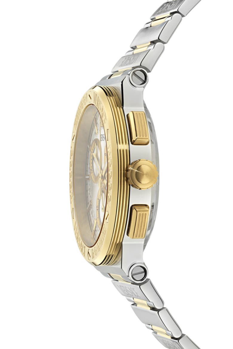 Greca Logo Chronograph Bracelet Watch, 40mm, Alternate, color, IP TWO TONE