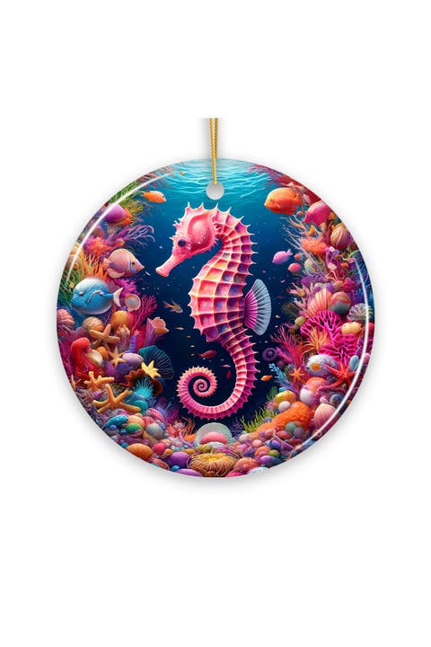 Tropical Tide Radiant Seahorse Coral Reef Ornament