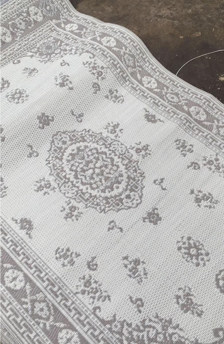 Mad Mats Floral Alabaster, Alternate, color, Cream And Grey