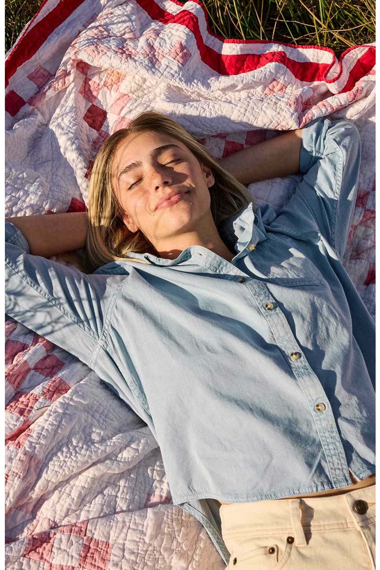 Women's Arroyo Twill Boxy Long Sleeve Shirt, Alternate, color, Skyway