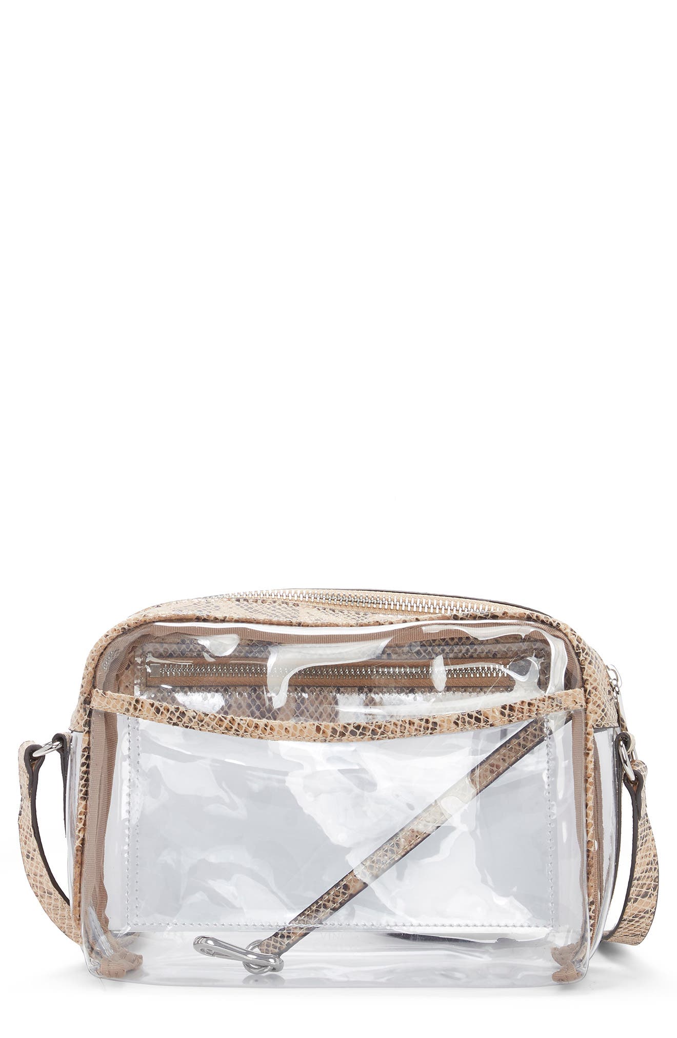 Lynza Transparent Crossbody, Main, color, NATURAL