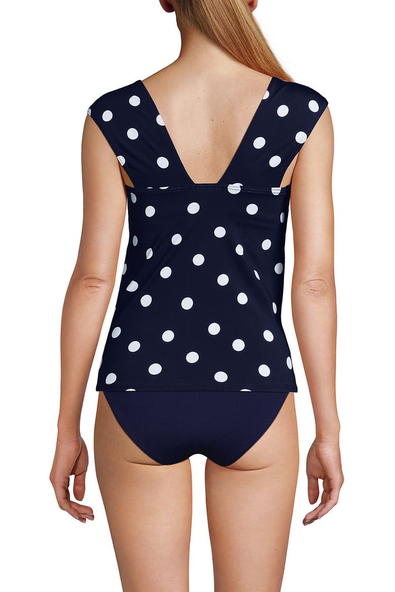 D-Cup Square Neck Underwire Tankini Top, Alternate, color, Deep Sea Navy Polka Dot