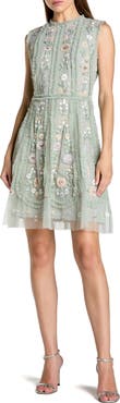 Mac Duggal Sleeveless High Neck Embroidered Mini Dress