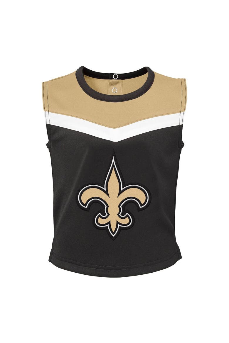 Girls Toddler Black New Orleans Saints Spirit Cheer Three-Piece Cheerleader Set, Alternate, color, Black