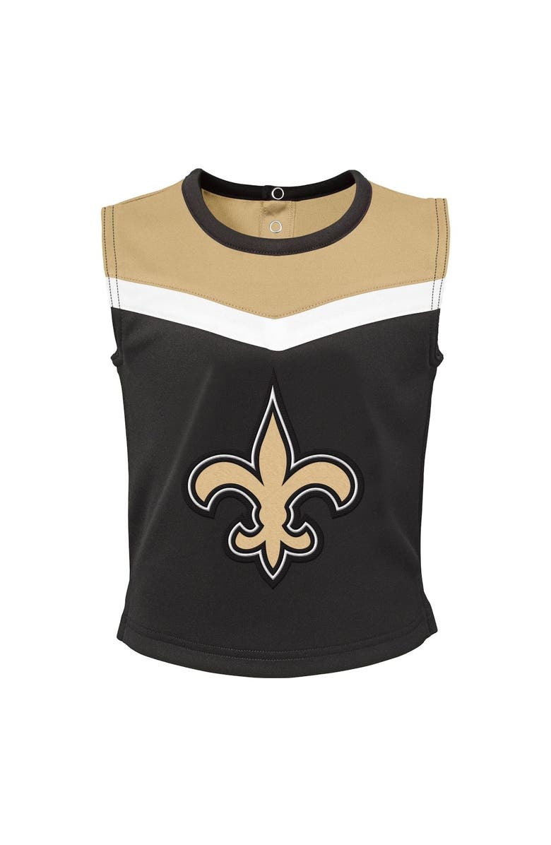 Outerstuff Girls Toddler Black New Orleans Saints Spirit Cheer Three-Piece Cheerleader Set, Alternate, color, Black