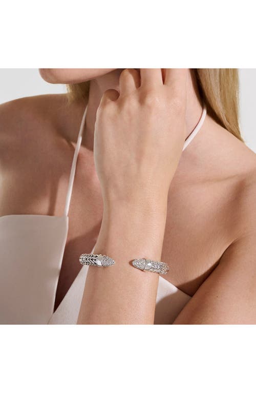 John Hardy Sterling Silver Spear Diamond Pave Flex Cuff Bracelet In Silver White Diamond .25ct