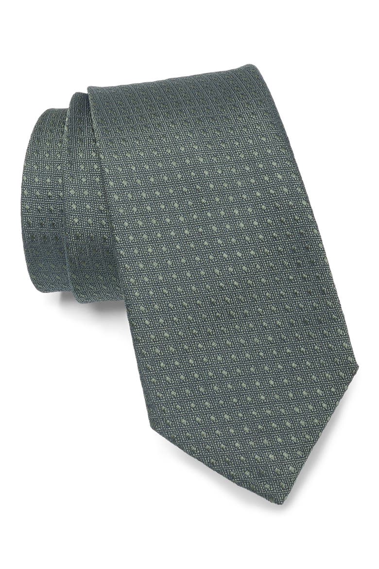 Dot Cotton & Silk Blend Tie, Main, color, OLIVE