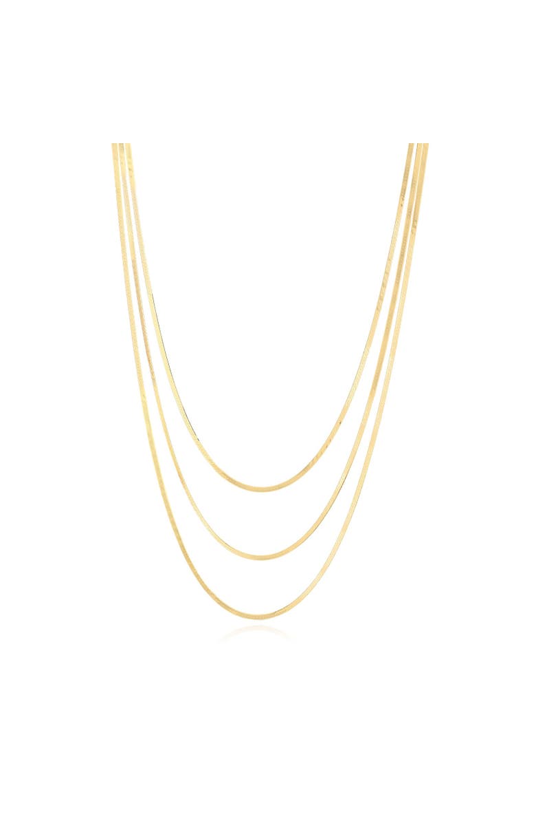 The Lovery Fine Jewelry Triple Strand Herringbone Necklace, Main, color, Yellow Gold