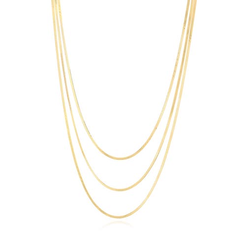 The Lovery Fine Jewelry Triple Strand Herringbone Necklace In Gold