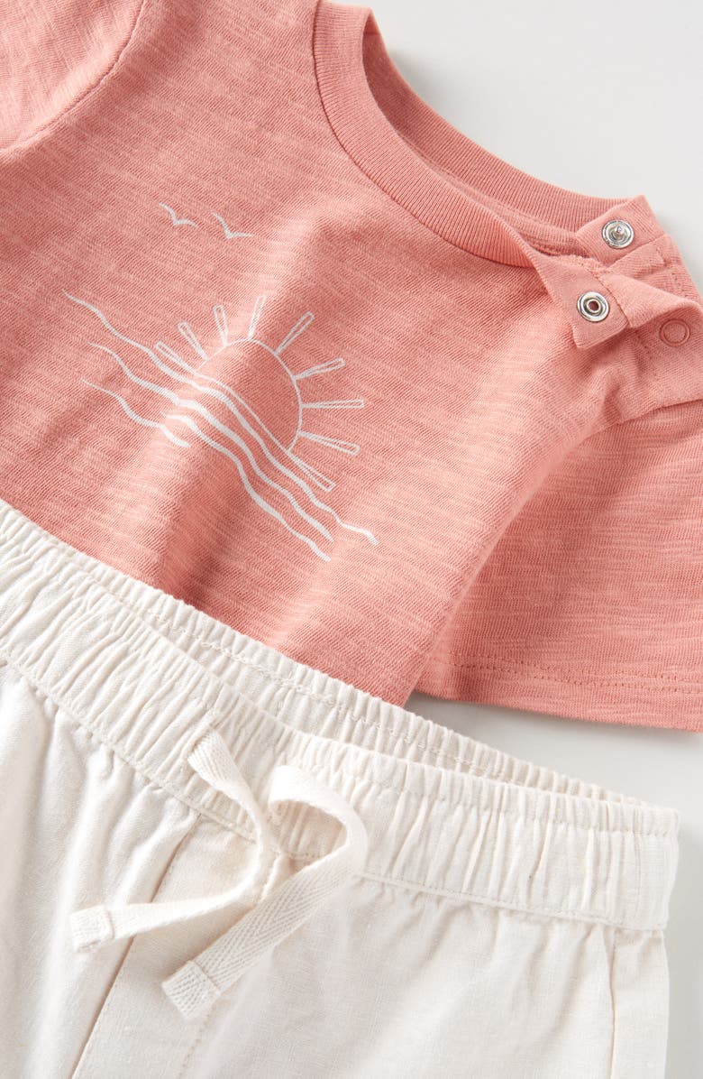 Nordstrom Graphic T-Shirt & Drawstring Shorts Set, Alternate, color, Pink Setting Sun- Ivory