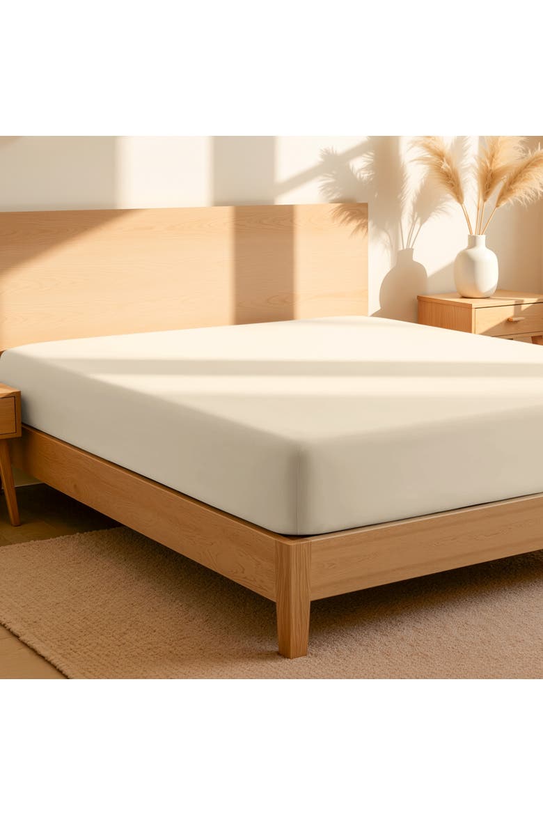 100% Organic Cotton Percale Cooling Fitted Sheet, Alternate, color, Sand