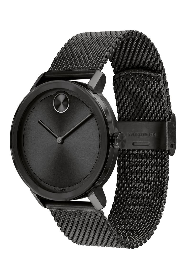 Bold Evolution Mesh Bracelet Watch, 40mm, Alternate, color, BLACK