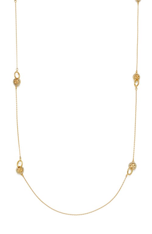 Tory Burch Icon Pavé Interlocking Station Necklace in Tory Gold/crystal at Nordstrom