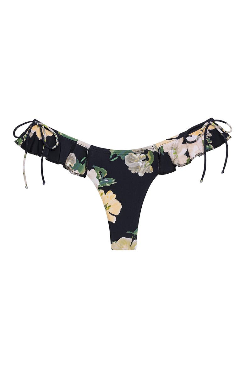 Uno Floral Ruffle Detail Bikini Bottoms, Alternate, color, LIZ FLORAL