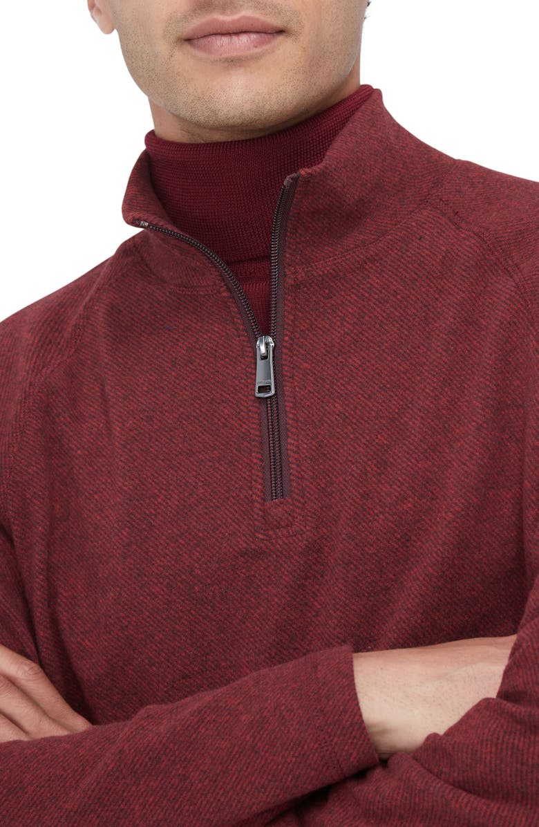 Bugatchi Quarter Zip Pullover, Alternate, color, Cabernet