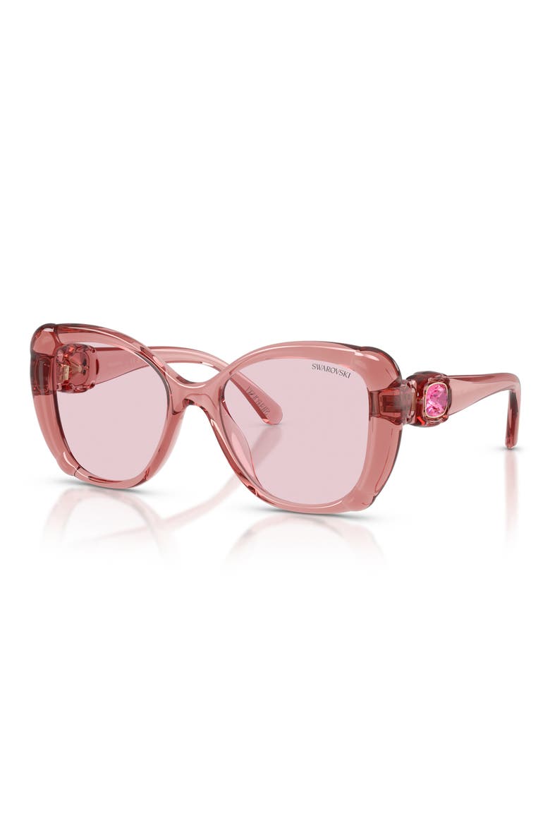 53mm Butterfly Sunglasses, Alternate, color, TRANSPARENT PINK / PURPLE