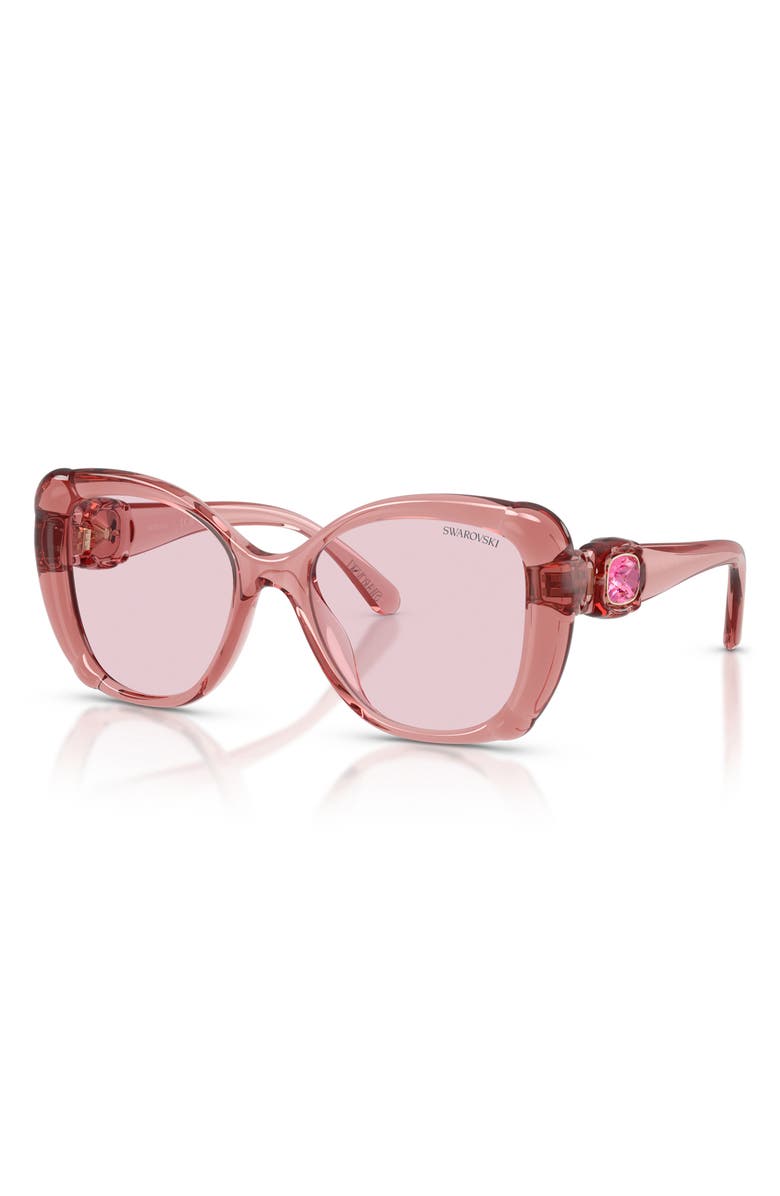 Swarovski 53mm Butterfly Sunglasses, Alternate, color, Transparent Pink / Purple
