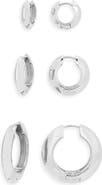 Open Edit Set of 3 Knife Edge Hoop Earrings