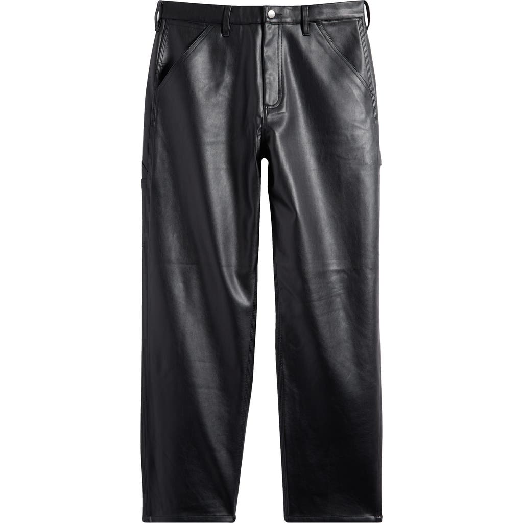 Carhartt Work In Progress Faux Leather Carpenter Pants In Black