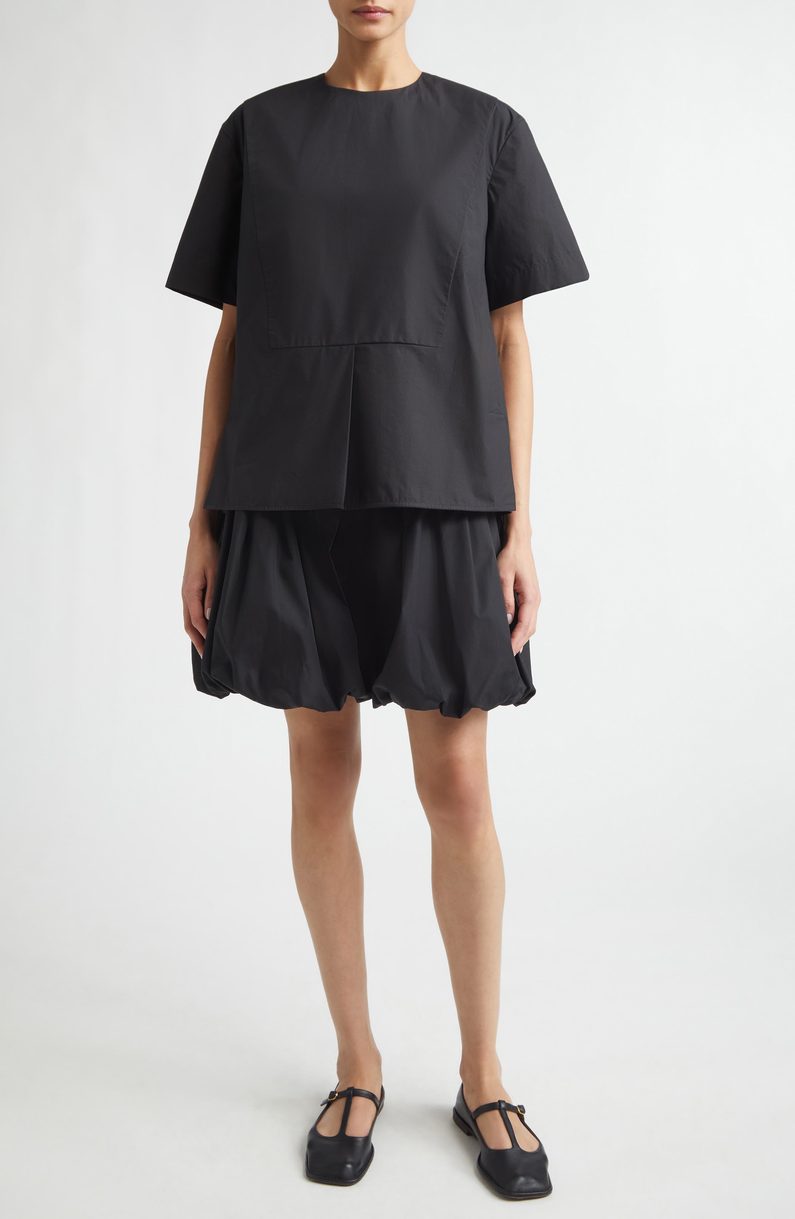 Plastron Back Button Cotton Poplin Top - image 2