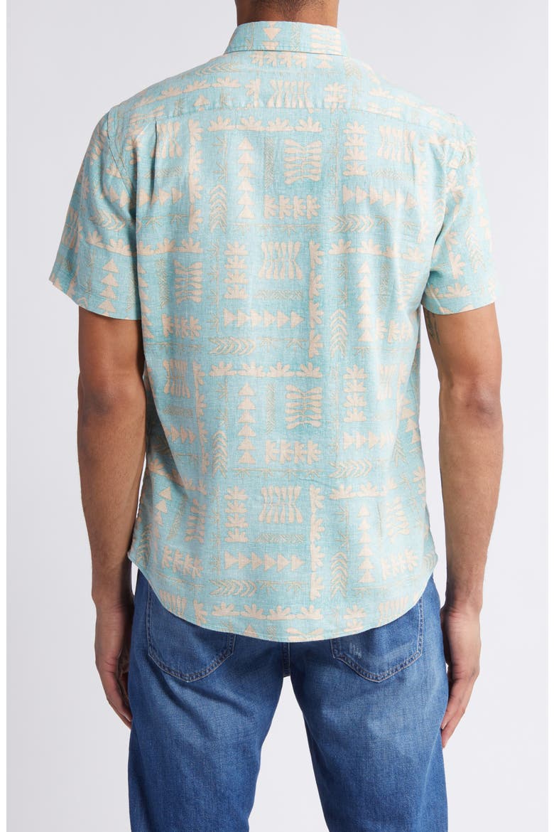 Breeze Short Sleeve Button-Down Shirt, Alternate, color, TEAL NAUPAKA