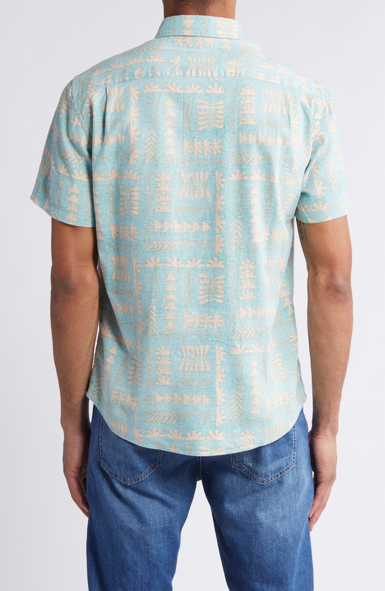 Faherty Breeze Short Sleeve Button-Down Shirt, Alternate, color, Teal Naupaka
