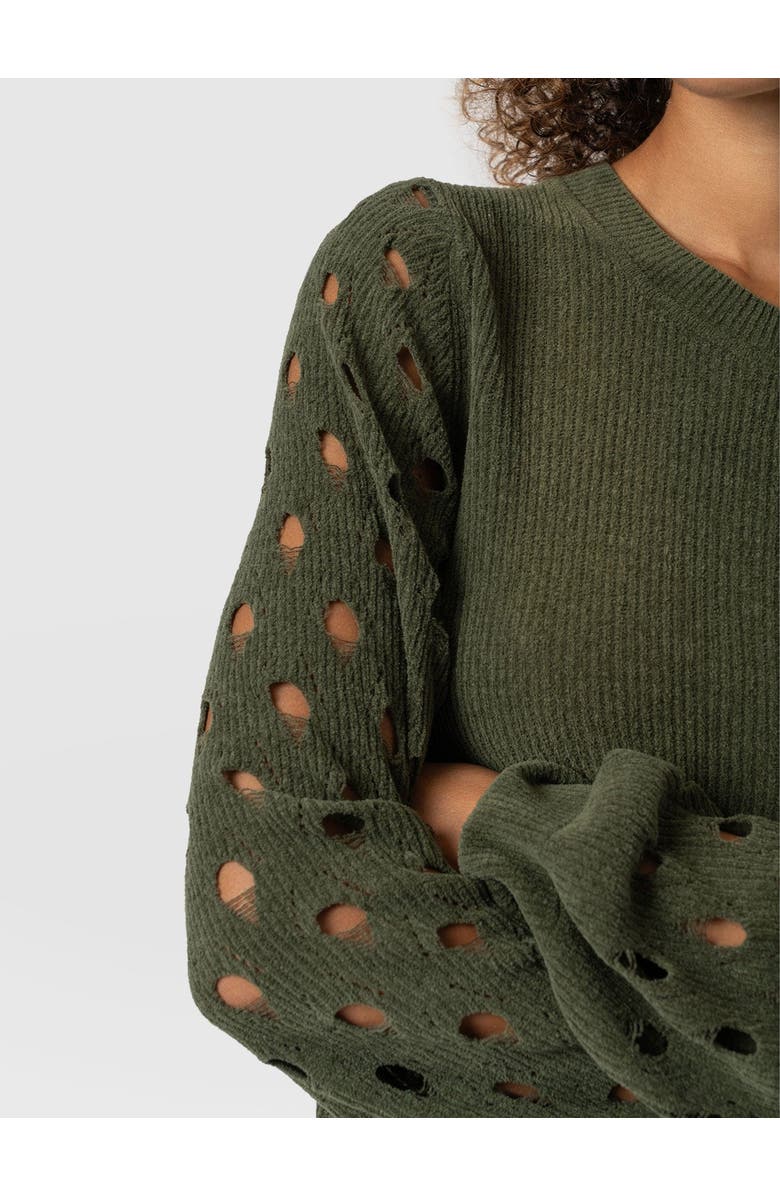 Saint + Sofia Suki Lace Hole Knit, Alternate, color, Green