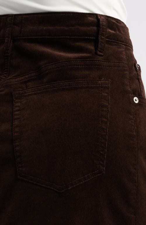 Shop Frame The Corduroy Front Slit Skirt In Espresso