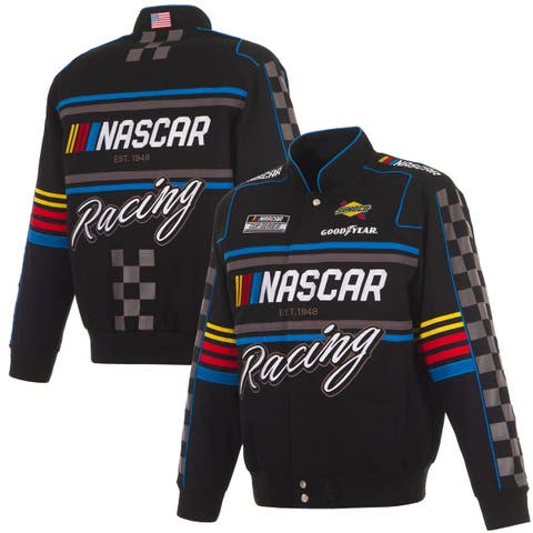 Men's JH Design Black NASCAR  Full-Snap Twill Uniform Jacket