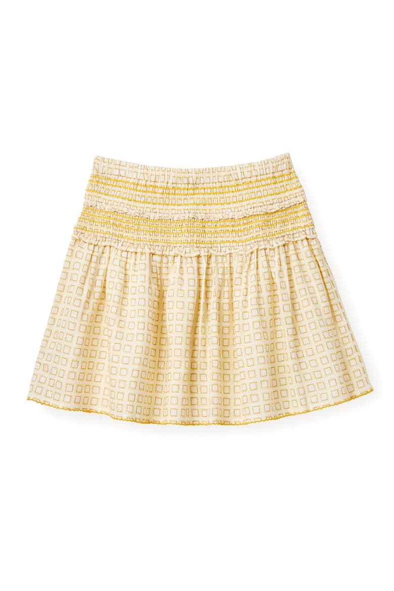 Kylie Linen Mini Skirt, Main, color, Seaglass Print-Yellow