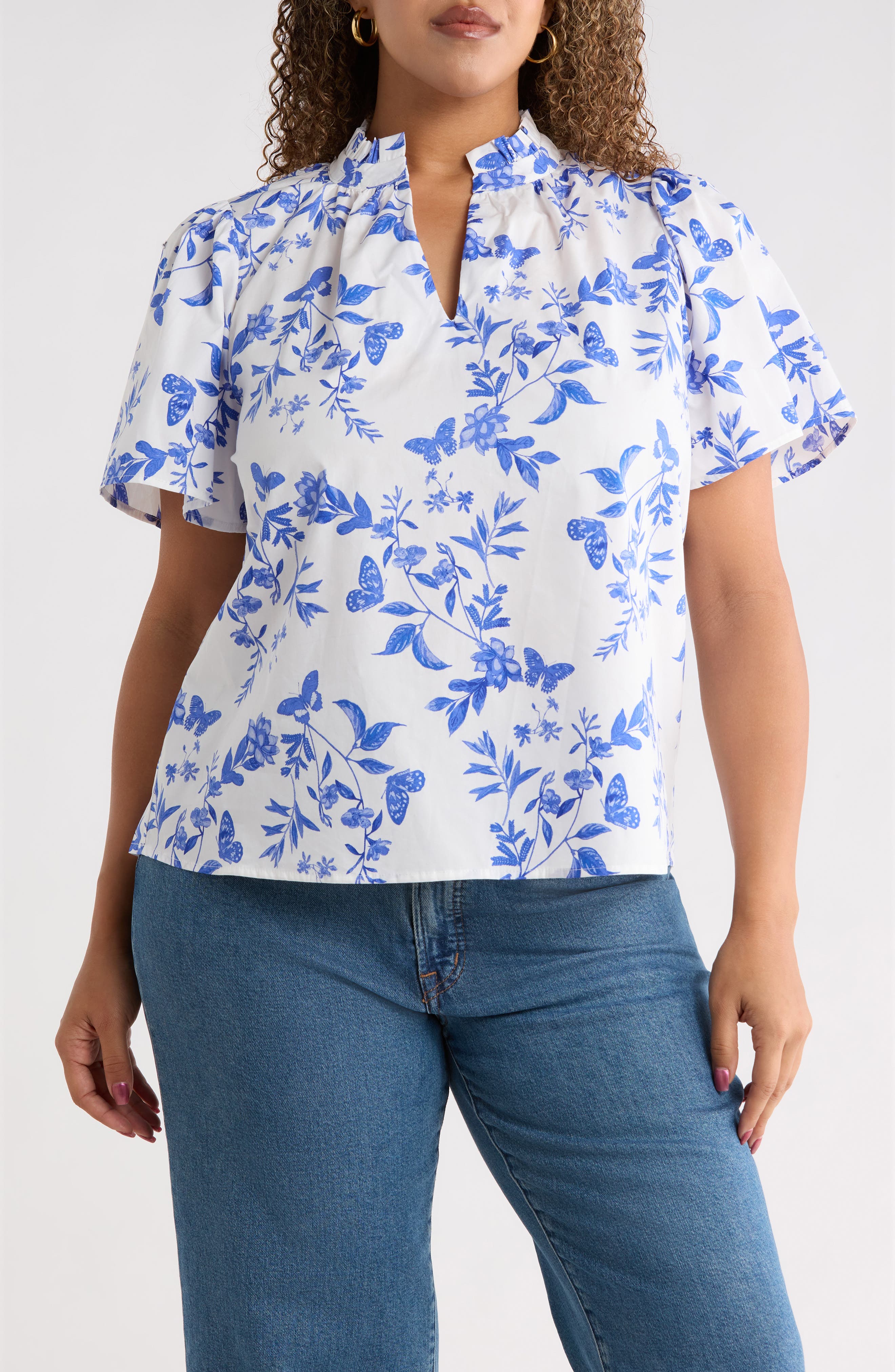Leya Floral Inaya Split Neck Top