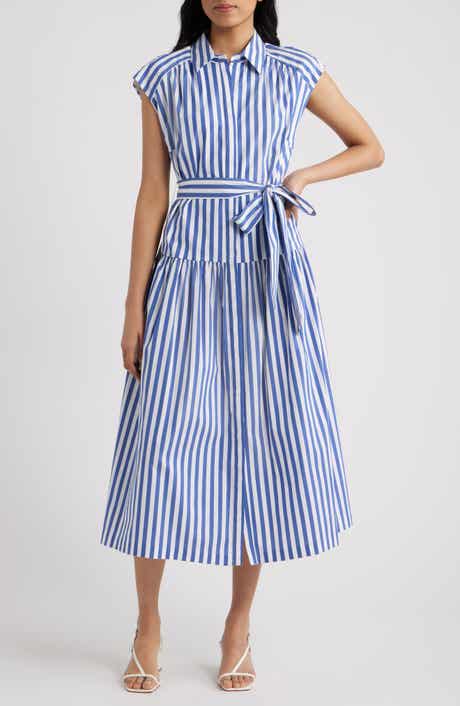 Tie Waist Cap Sleeve Midi Dress