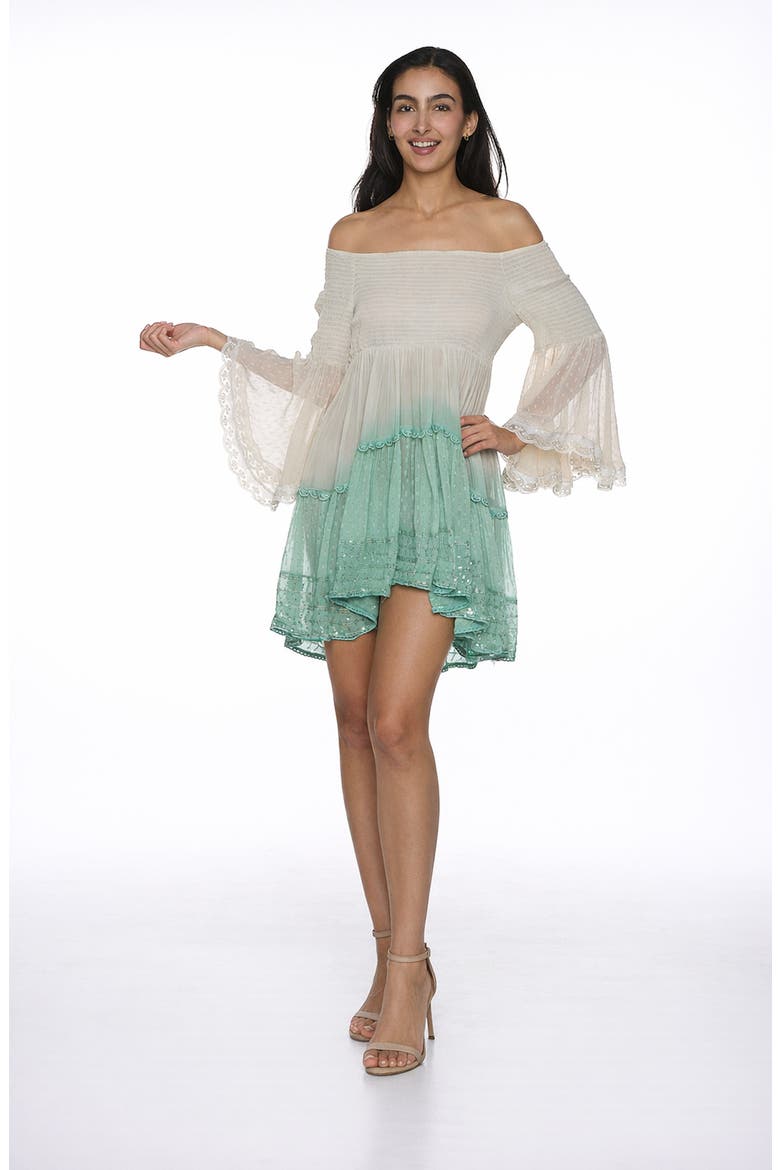 Smocked Minidress, Alternate, color, GREEN