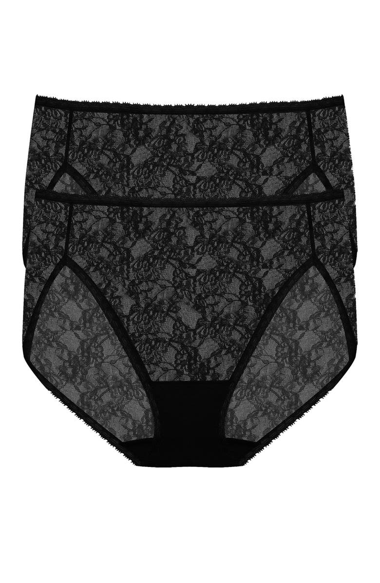 Natori Bliss Allure Lace One Size French Cut Brief 2-Pack, Main, color, Black