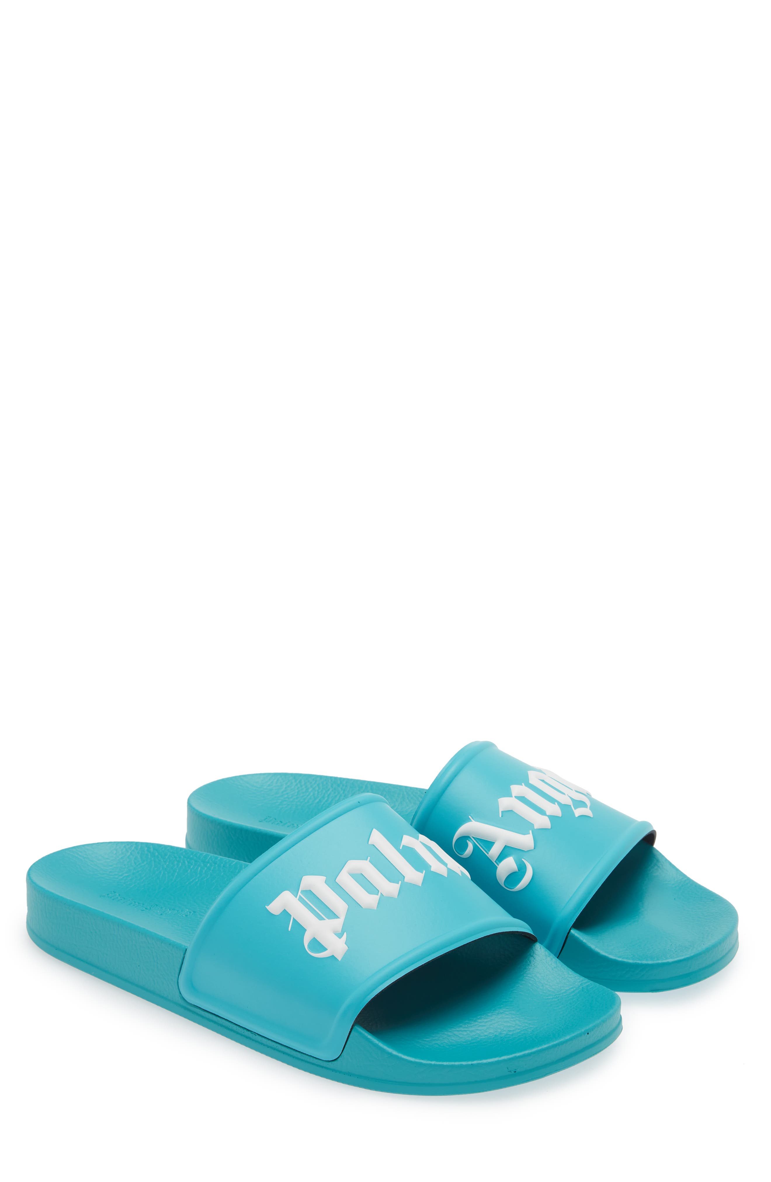 Palm Angels Logo Embossed Pool Slide Sandal, Alternate, color, 