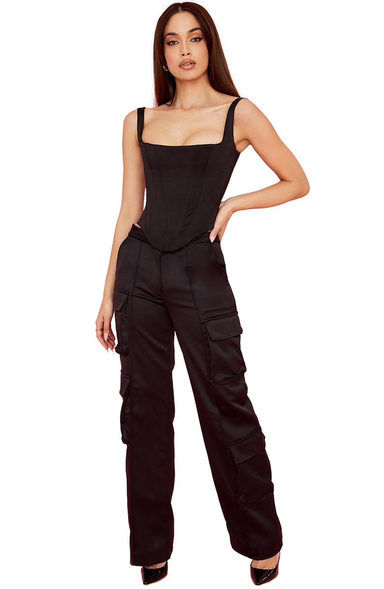 HOUSE OF CB Daria Cargo Satin Trousers, Alternate, color,