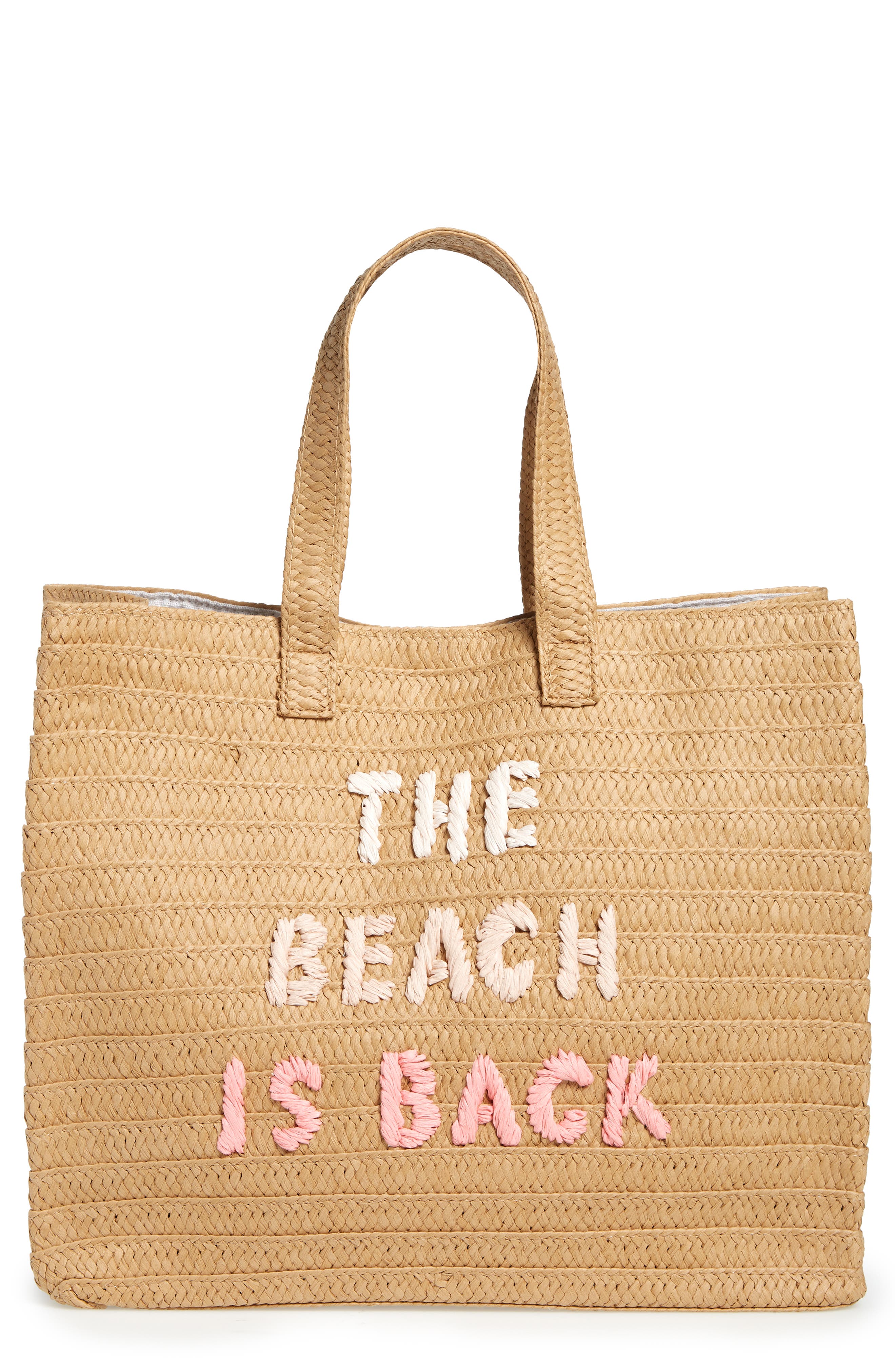BTB Los Angeles The Beach is Back Straw Tote, Main, color, 